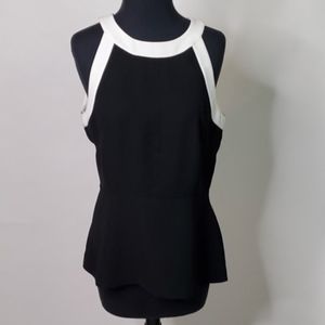 Banana Republic Black/White Peplum Tank (Size: 8)